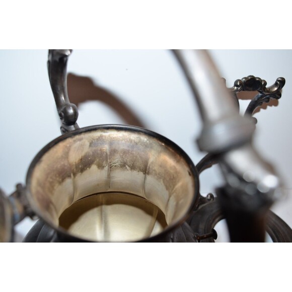Vtg Sheridan Silver on copper Tilt Tea Pot Coffee Stand No Warmer silverplate - Picture 8 of 16